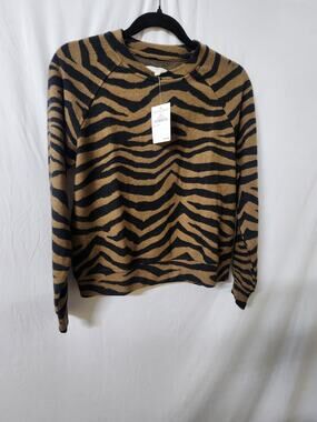 Nordstrom Lou & Grey Zebra Print Pullover Sweater XXS Brown Black NWT Soft Knit
